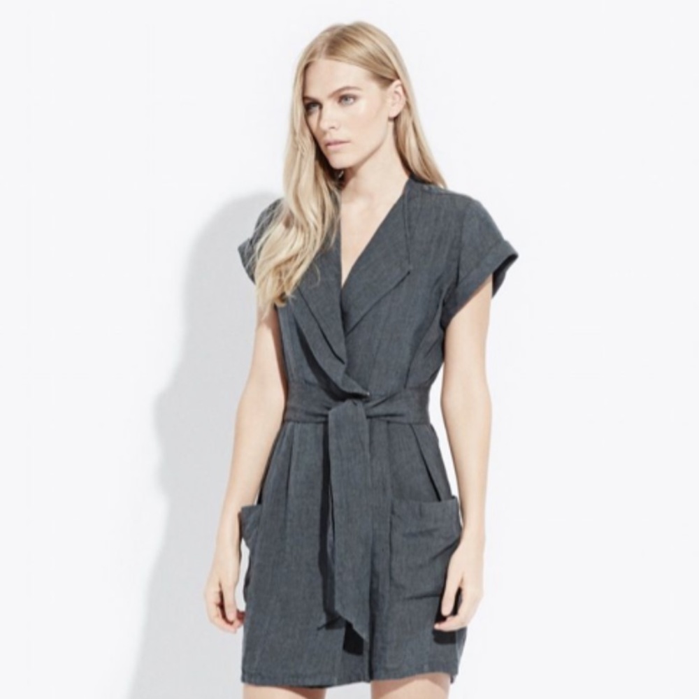 AYR Linen Roll Sleeve Dress